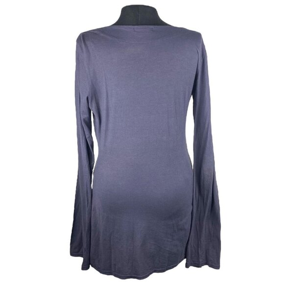 James Perse Los Angeles Purple Low Deep V Neck Front Back Tie T Shirt SZ 1 - Picture 5 of 9